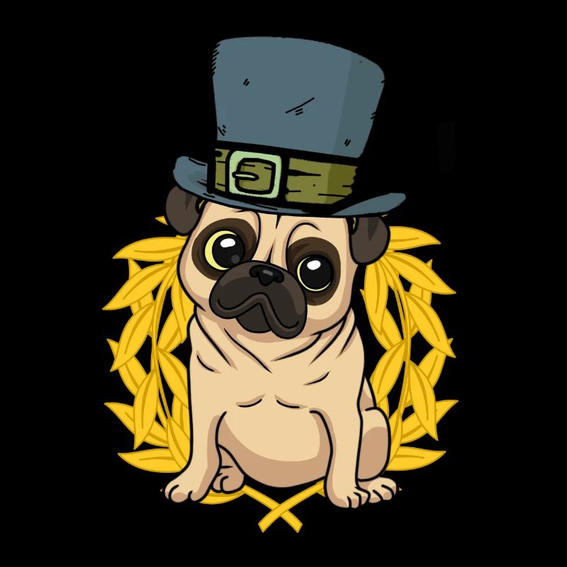 Dog Pug Hat Laurel Wreath