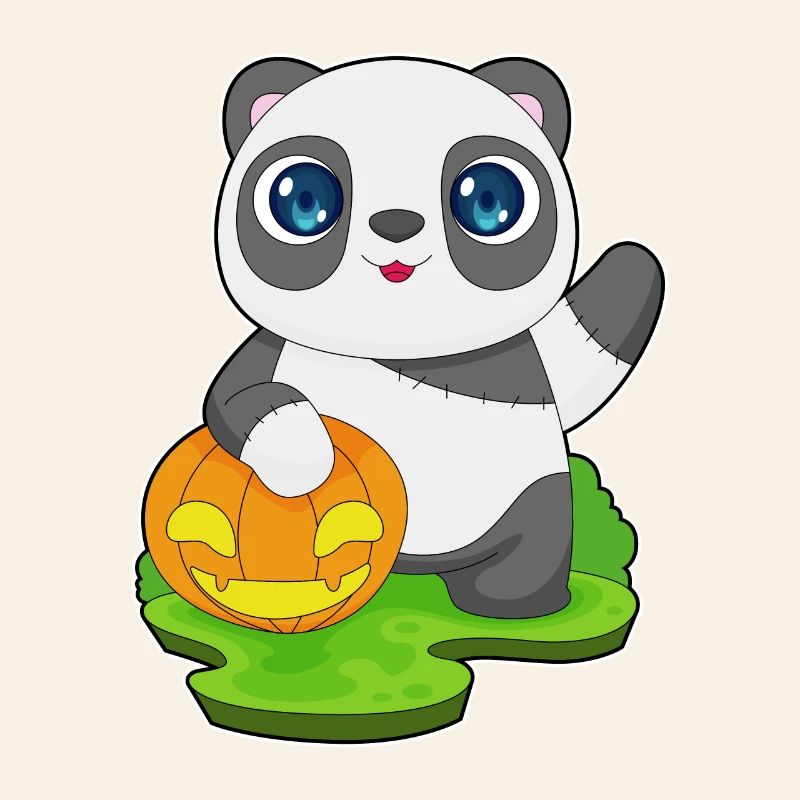 Panda Halloween Citrouille