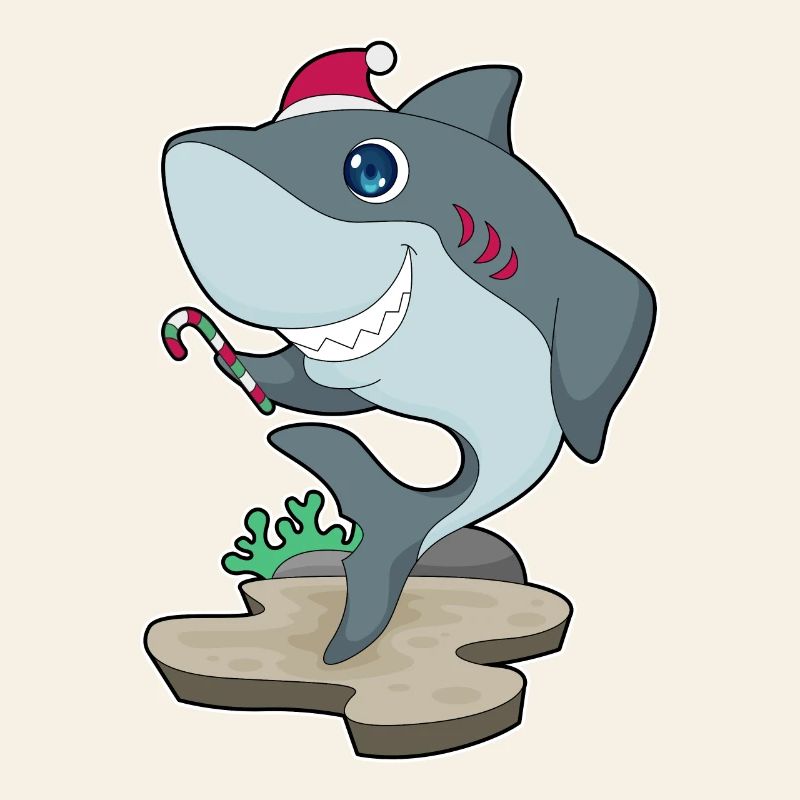 Shark Christmas Candy Cane