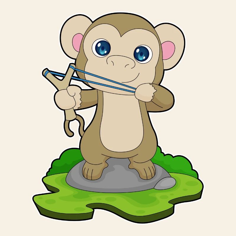Affe Steinschleuder