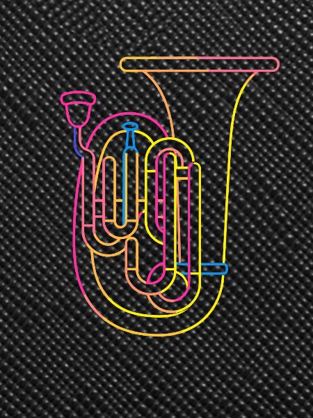 Tuba Drawing Retro