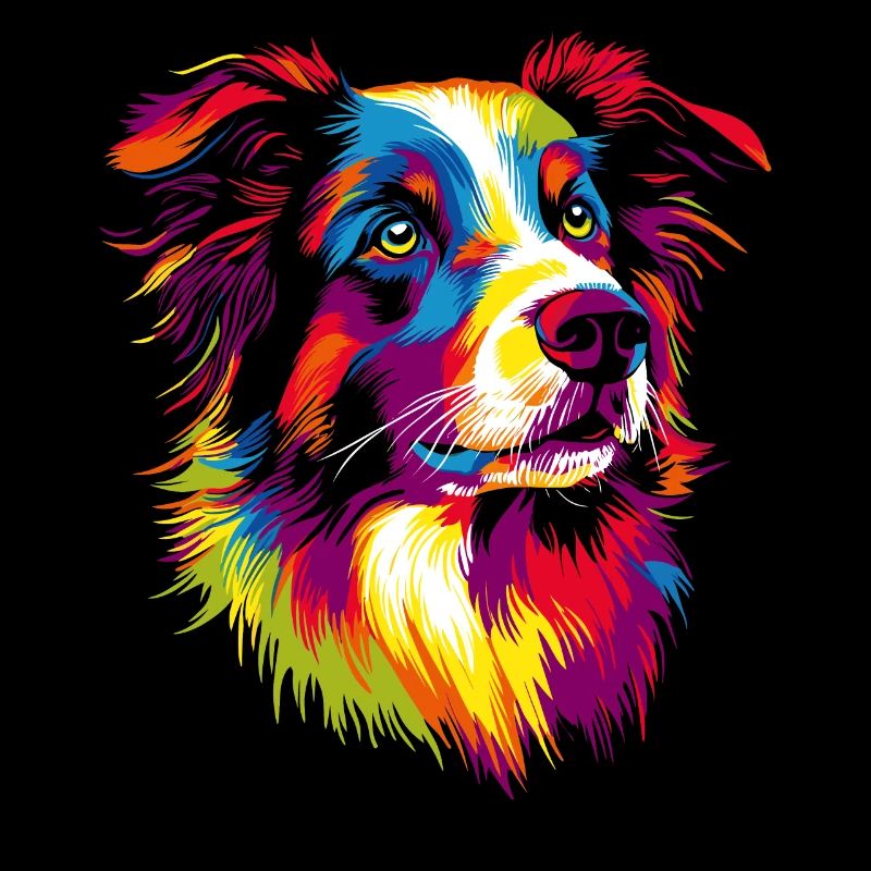 Border Collie Popart Regenbogen Farben Bunte Hunde