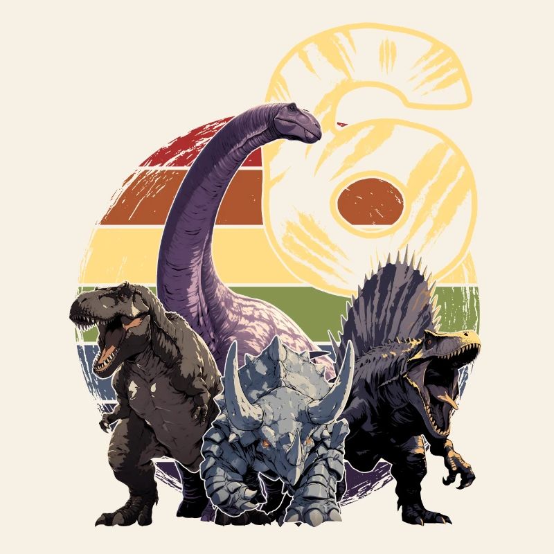 Cool Dinosaur 6 Years 6th Birthday Gift