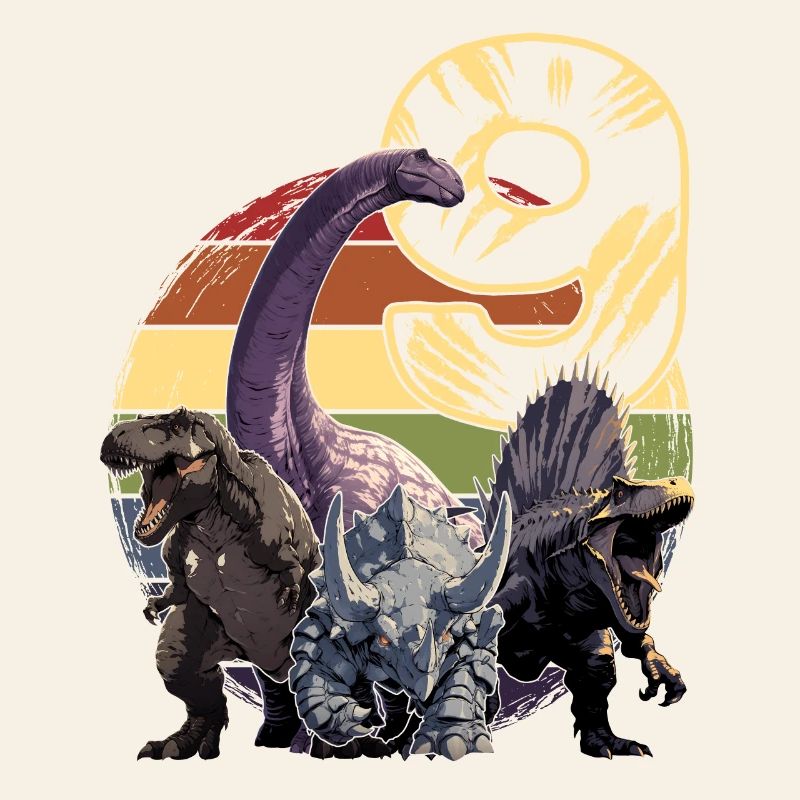 Cool Dinosaur 9 Years 9th Birthday Gift