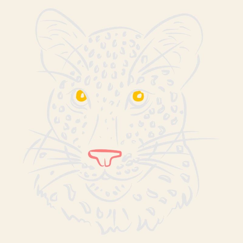 Illustration du visage de léopard en noir et blanc