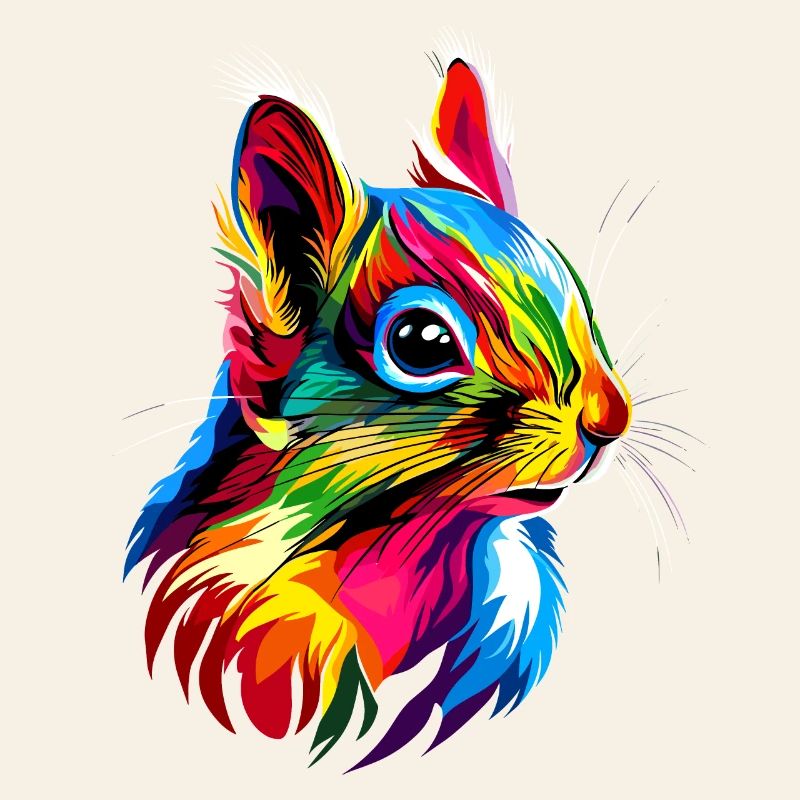 Eichhörnchen Kopfhörer Bunt Popart DJ Eichhörnchen