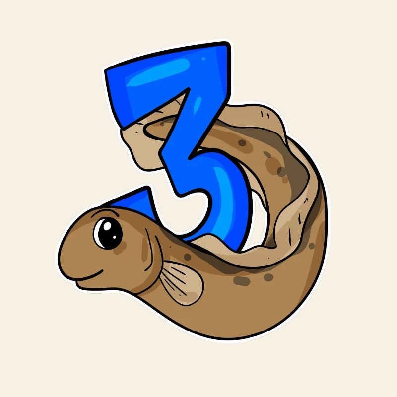 Three 3 - Number 3 - Number 3 Birthday Fish