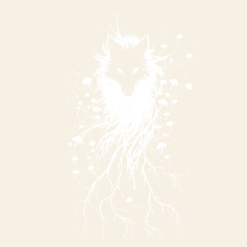 Mushroom Fox Overgrown By Roots Abstract Nature
