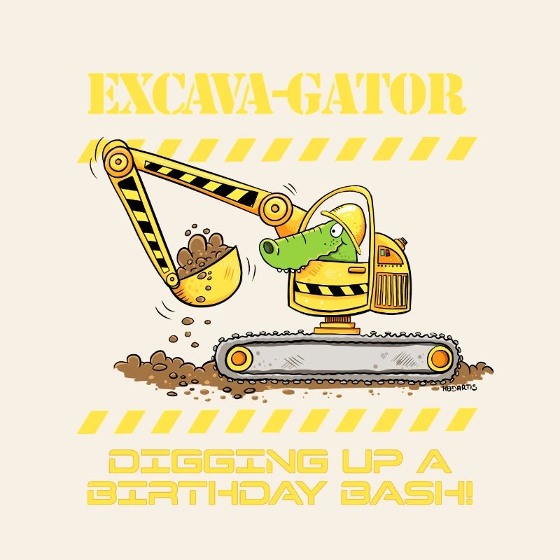 Construction Site Excavator Crocodile Saying Pun
