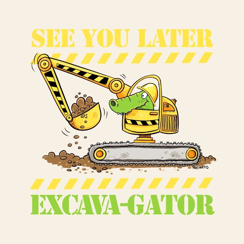 Construction Site Excavator Crocodile Saying Pun