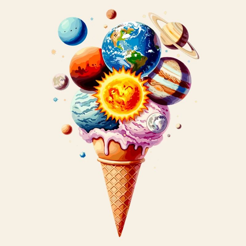 Planeten Eiscreme Waffel Eis