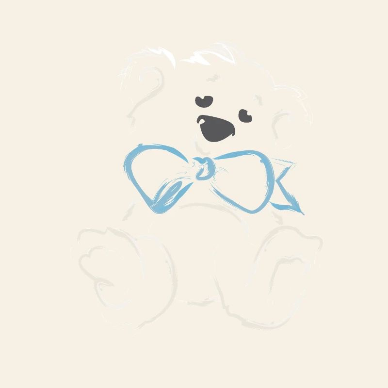 Playful teddy bear with blue bow