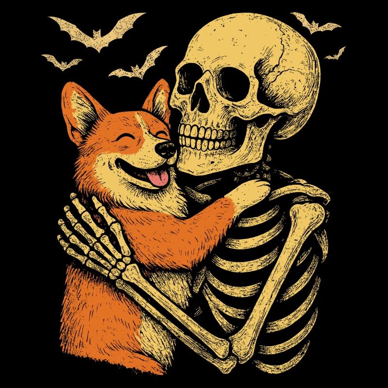 Halloween Cute Skeleton Cuddly Corgi