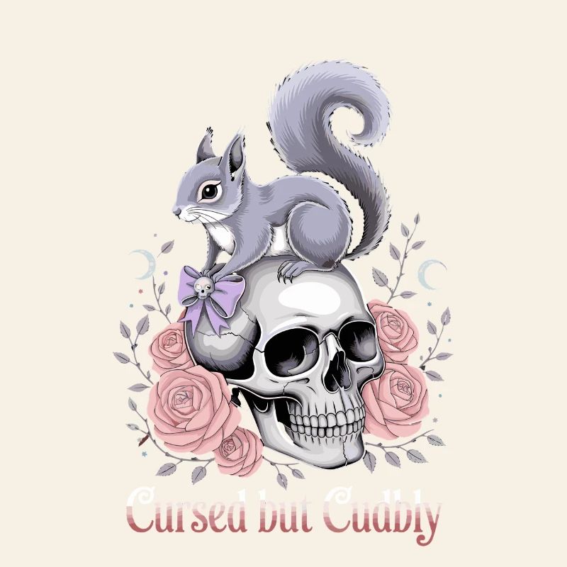 Cursed But Cudbly Gothic Squirrel Skull