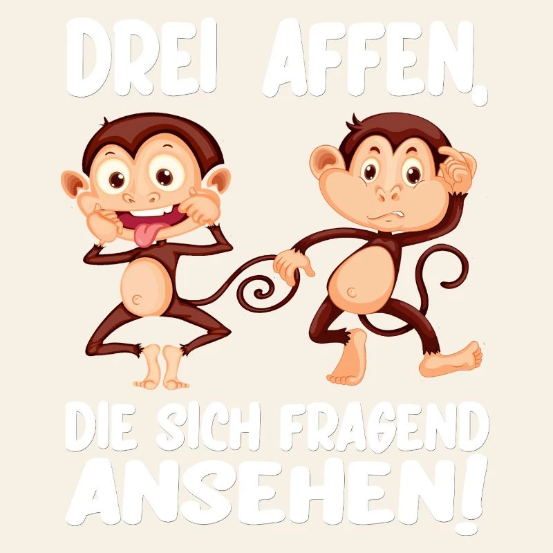 Three monkeys looking at each other questioningly Funny