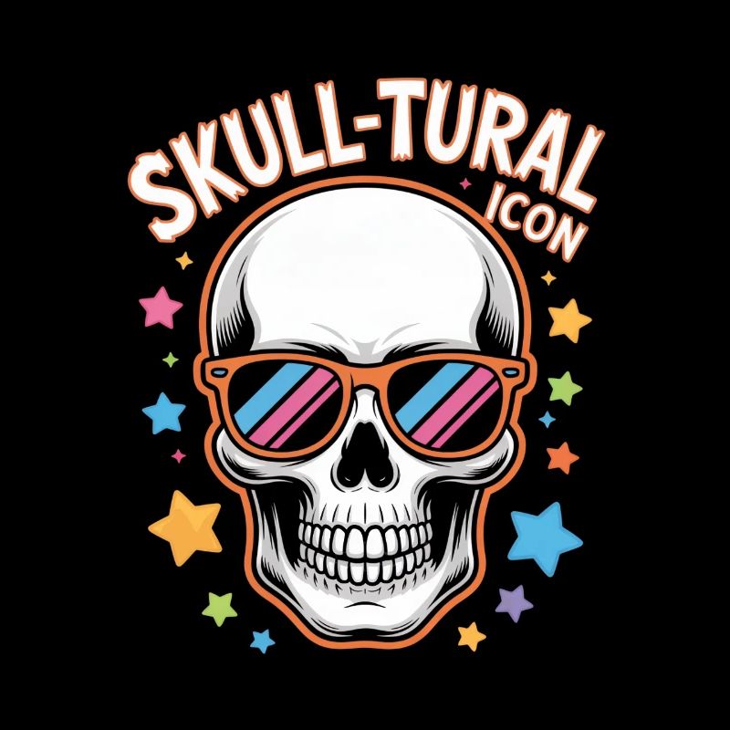 Halloween Skull Tural Icon Retro
