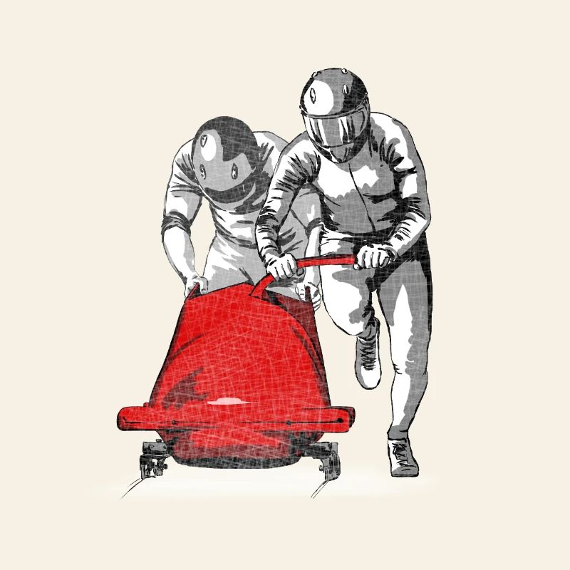 Bobsledder pushing at the start