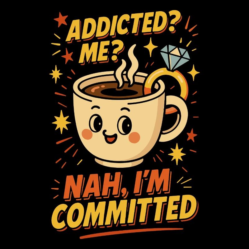 Funny Coffee Addicted Me Nah I'm Committed