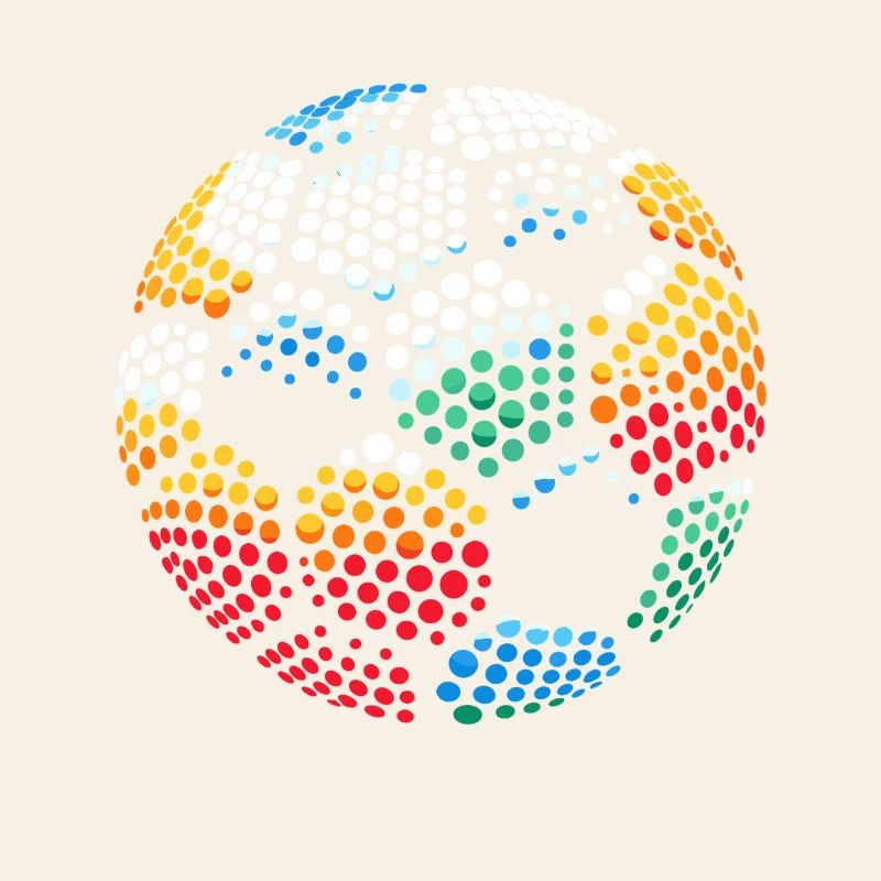 Fleckiger bunter Punkt Mosaik Globus