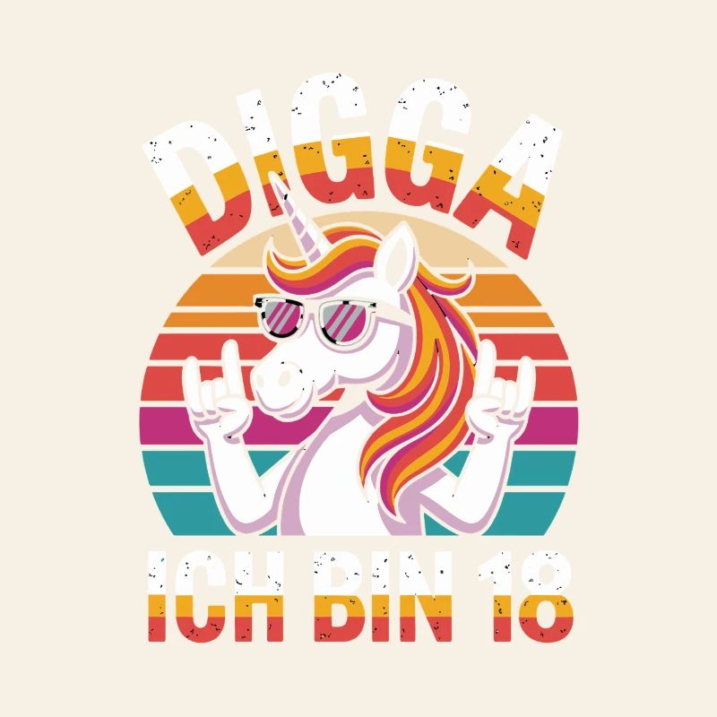  Digga Ich Bin 18 Einhorn Retro Geburtstag Spruch
