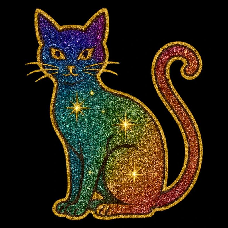Chat à paillettes arc-en-ciel pour Halloween