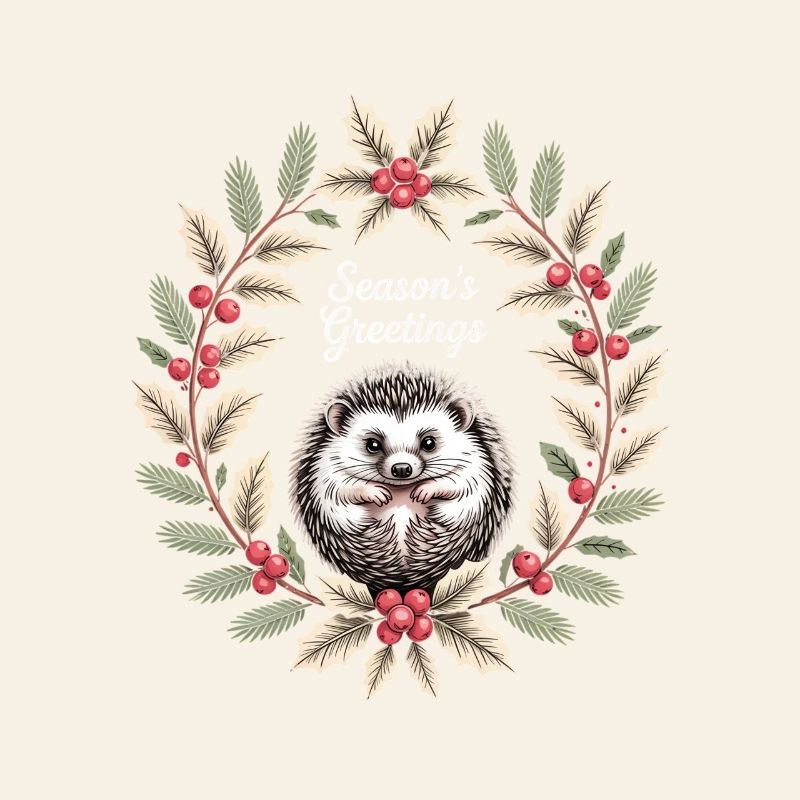 Seasons Greetings Igel Weihnachtskranz Winter