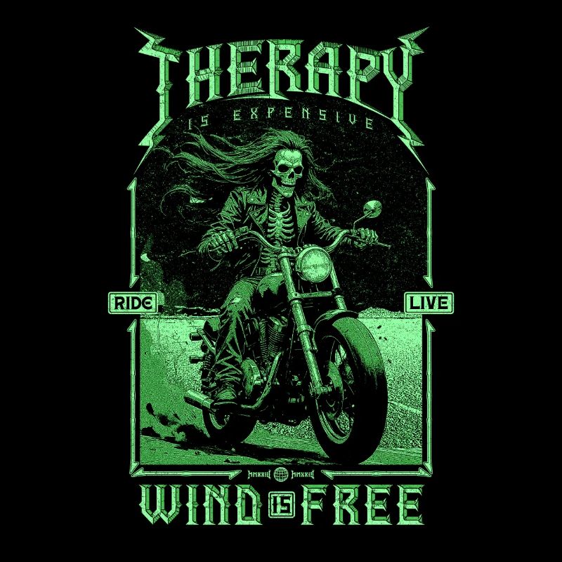 Therapy Is Expensive Wind Is Free Biker Skull