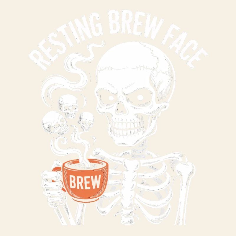 Resting Brew Face Skeleton Coffee Halloween