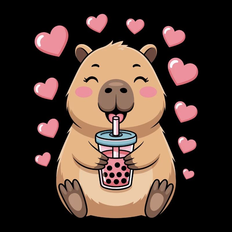 Kawaii Bubble Tee Capybara Boba Tee