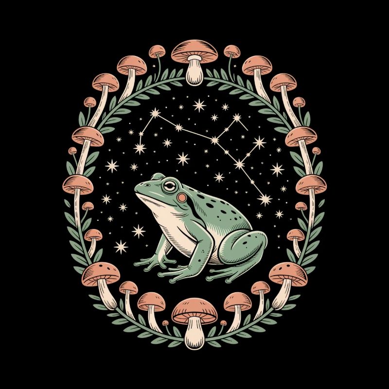 grenouille et champignons ciel étoilé