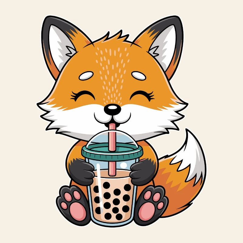 Kawaii Bubble Tee Fox Boba Tee