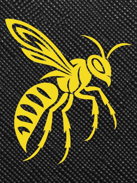 Yellow wasp silhouette on black