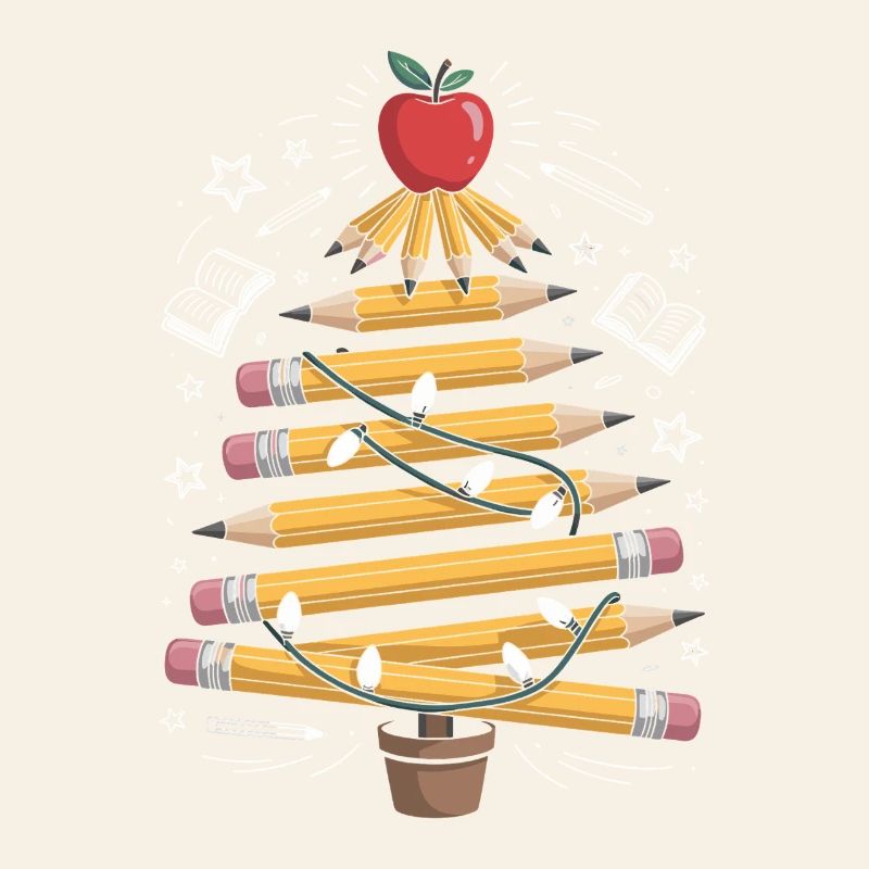 Buntstift Baum mit Lichterkette