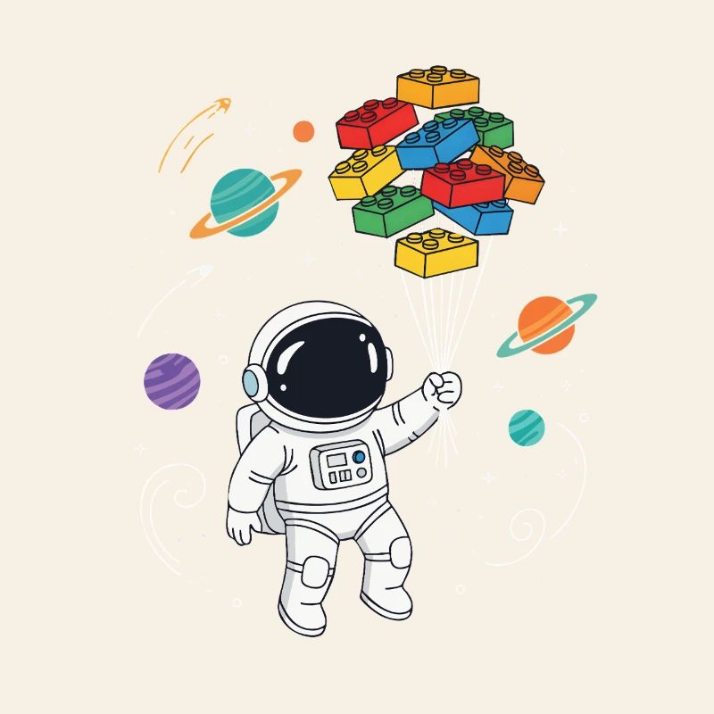 Blocs de construction d’astronautes Construction de briques spatiales