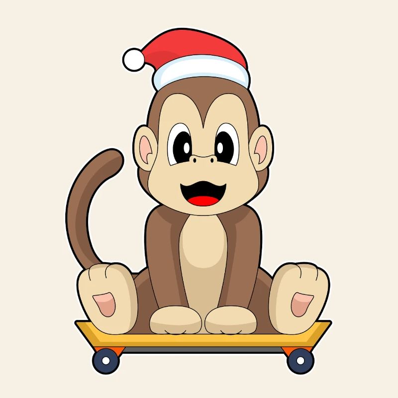 Affe Weihnachten Skateboard