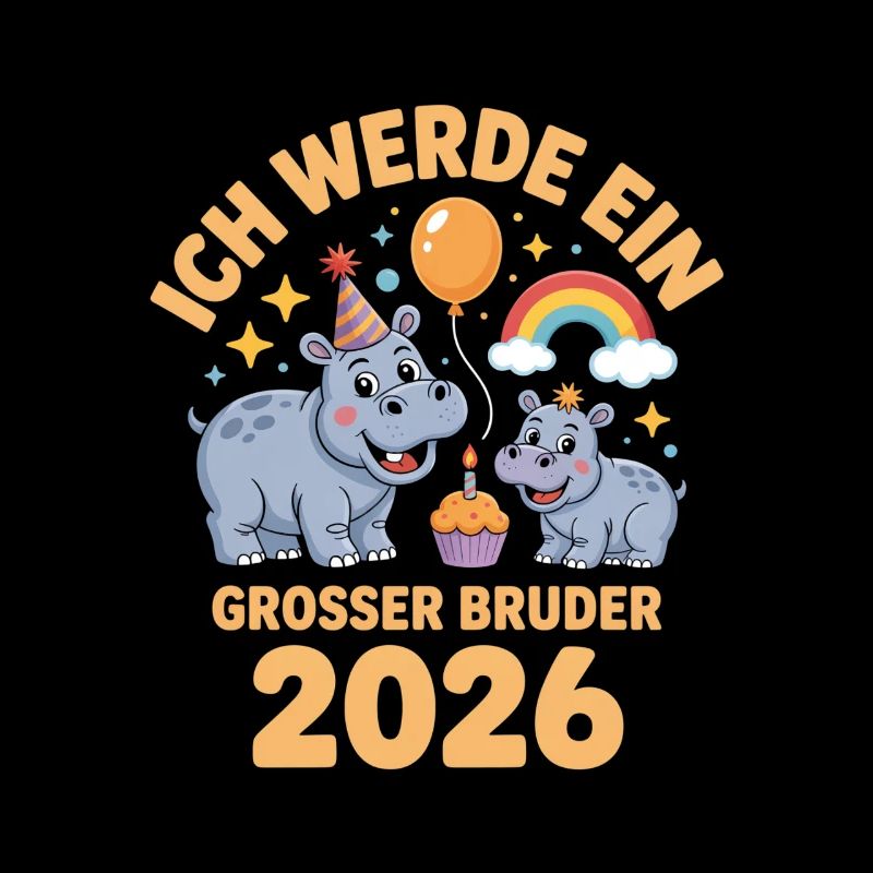 Ich werde ein grosser Bruder 2026 Hippo Nilpferd
