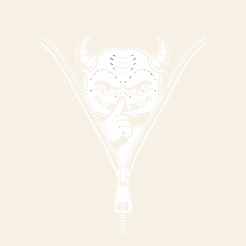 Naughty devil hidden behind zipper