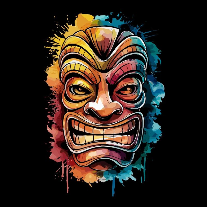 Masque Tiki coloré Artwork avec Living