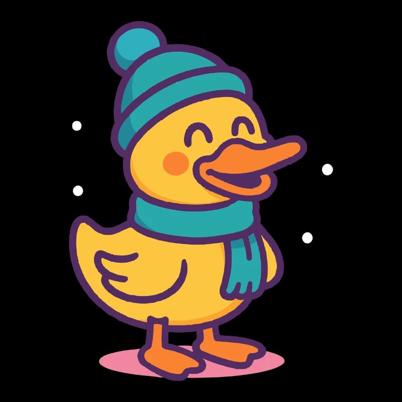 Canard de Noël drôle avec chapeau d’hiver et écharpe