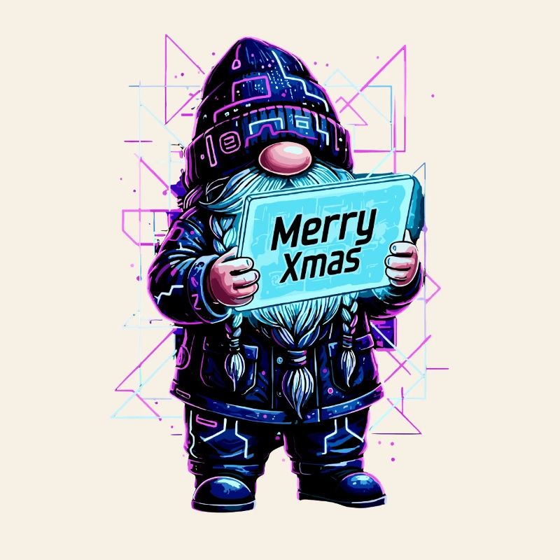 Merry Xmas - Synthwave Gnome 80s Cyberpunk