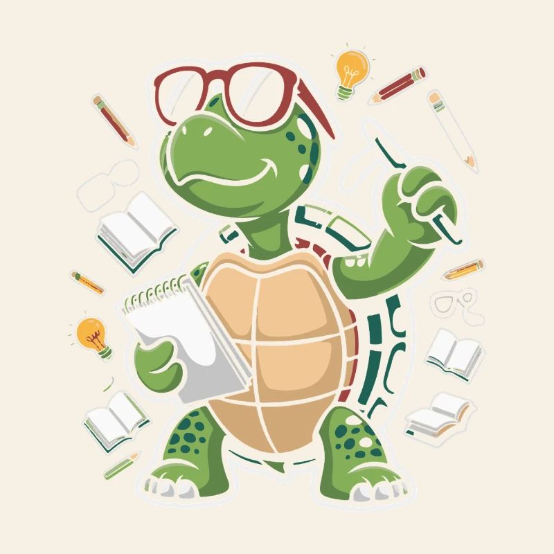 Learning turtle with glasses