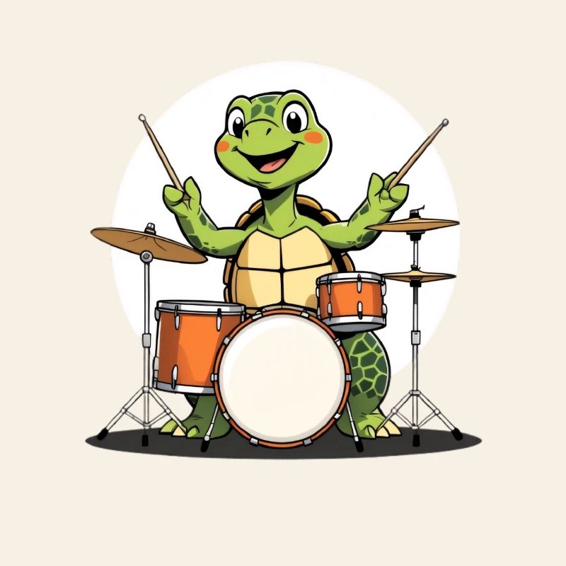 Turtle on the drum set