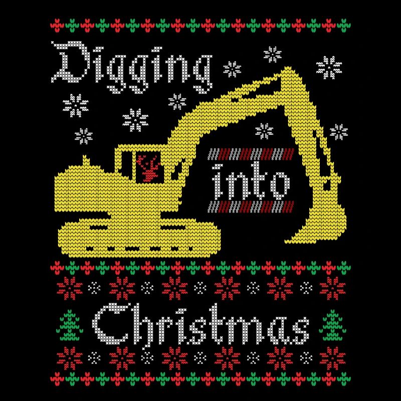 Digging into Ugly Christmas Excavator Construction Worker