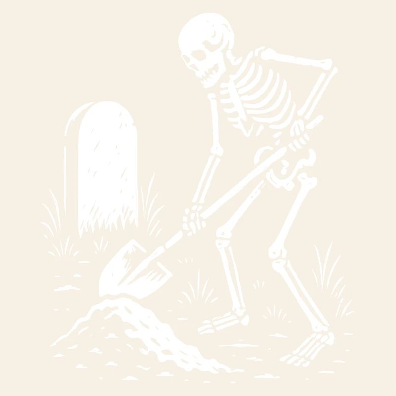 Skeleton Digging in Graveyard