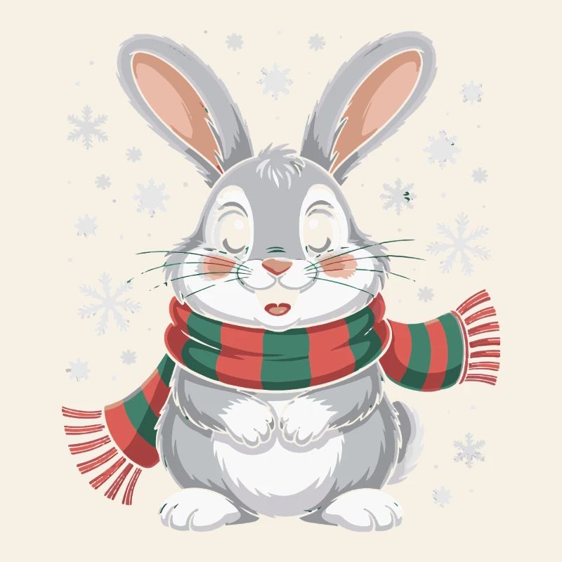 Lapin d’hiver avec écharpe