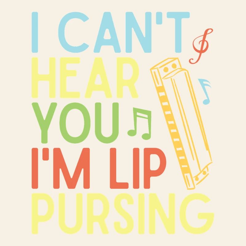 Funny Harmonica Player Lip Pursing Harmonica