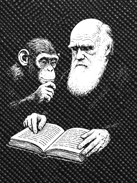 Charles Darwin lernt mit Monkey