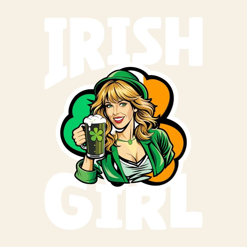 Fille irlandaise avec trèfle vert