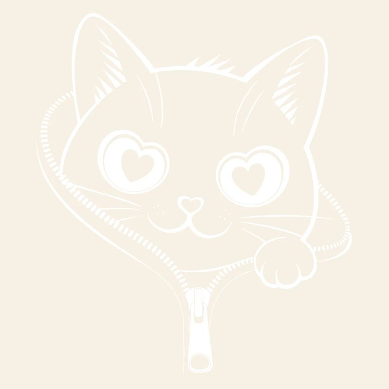 Chat à fermeture éclair mignon - Kawaii Heart Eyes Kitty