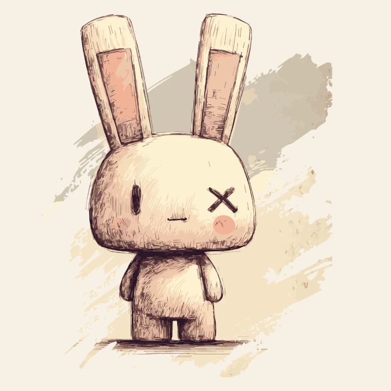 Cute rabbit with X-eyes